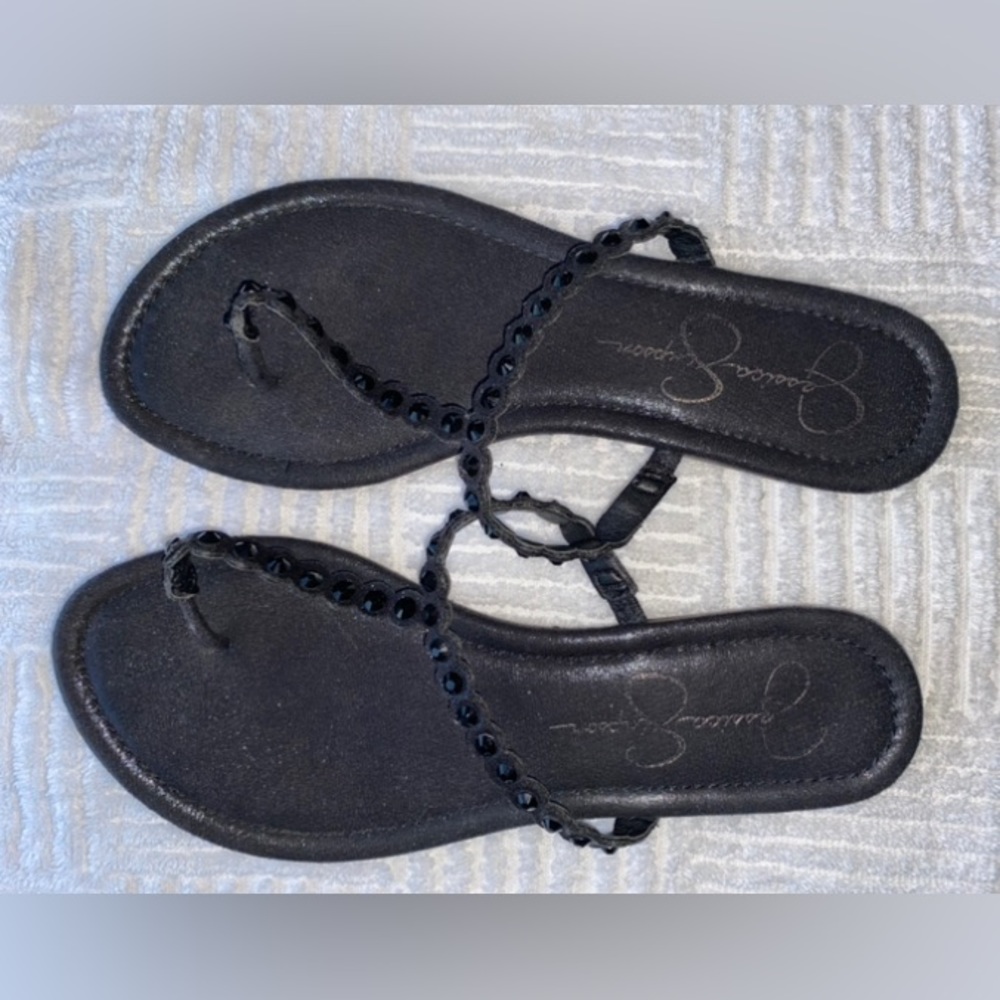 Jessica Simpson Karlee Thong Flat Sandals Black Size 7M - Picture 4 of 9